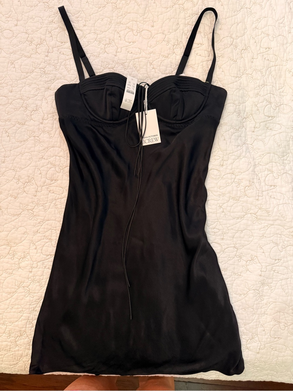 NWT Anna October J Crew collab Black Bustier Mini Slip Dress size 10 limited edi